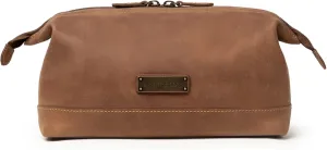 DRAKENSBERG Dopp Kit 'Ruby' - Classic travel toiletry bag, wash and toilet bag for cosmetics, men, sustainably handmade, expandable, 5L, soft buffalo leather, havana-brown, DR00315