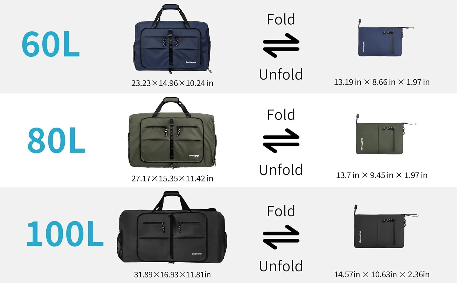 Duffle Bag Foldie Travel Bag Expandable Duffle Bag for Travel Duffle Bag for Men Travel Duffel Bags Mens Travel Bag Canvas Foldable Heavy Duty Large Sports Camping Big Duffle Bags Bulk 80L Green