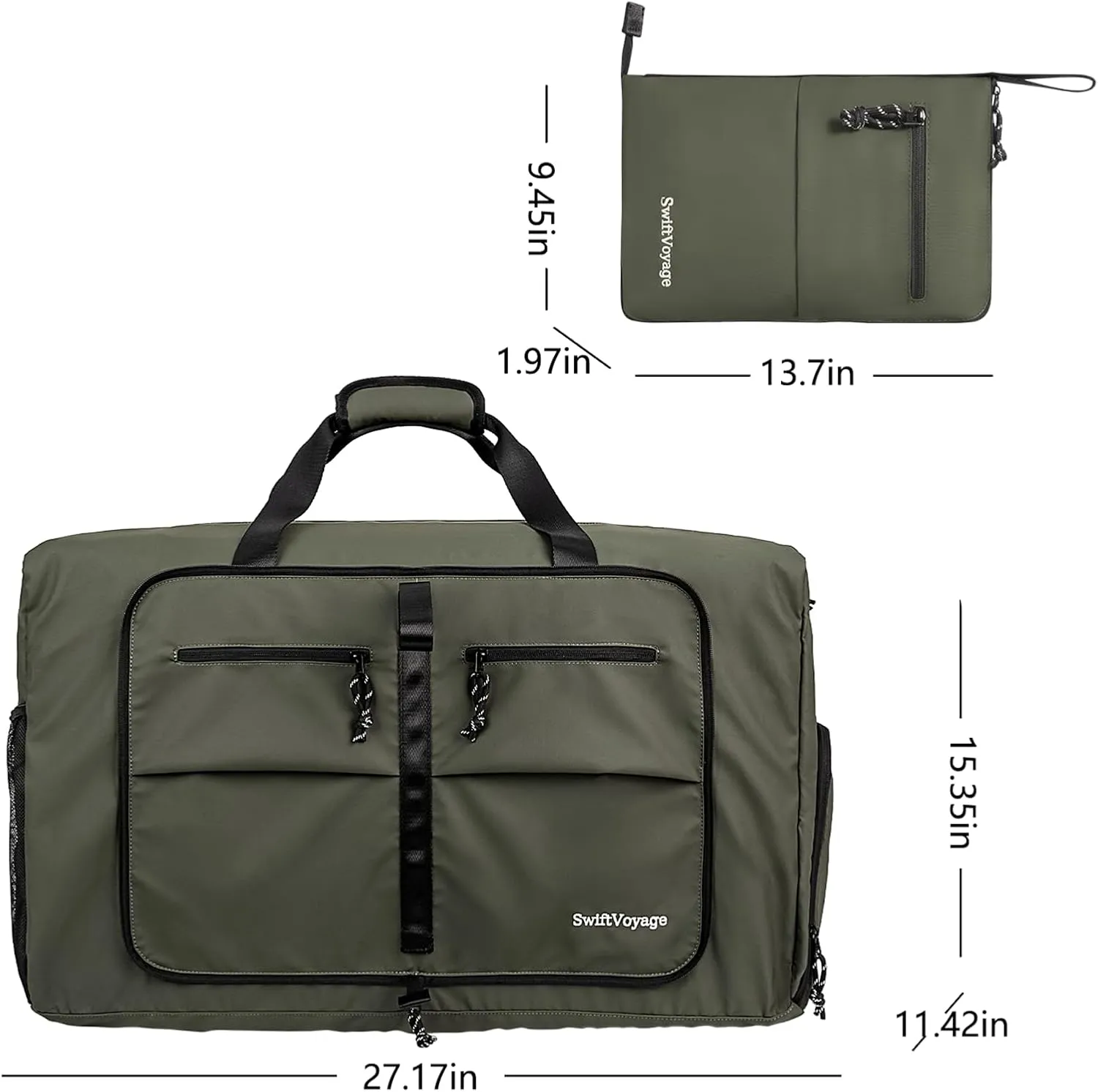 Duffle Bag Foldie Travel Bag Expandable Duffle Bag for Travel Duffle Bag for Men Travel Duffel Bags Mens Travel Bag Canvas Foldable Heavy Duty Large Sports Camping Big Duffle Bags Bulk 80L Green