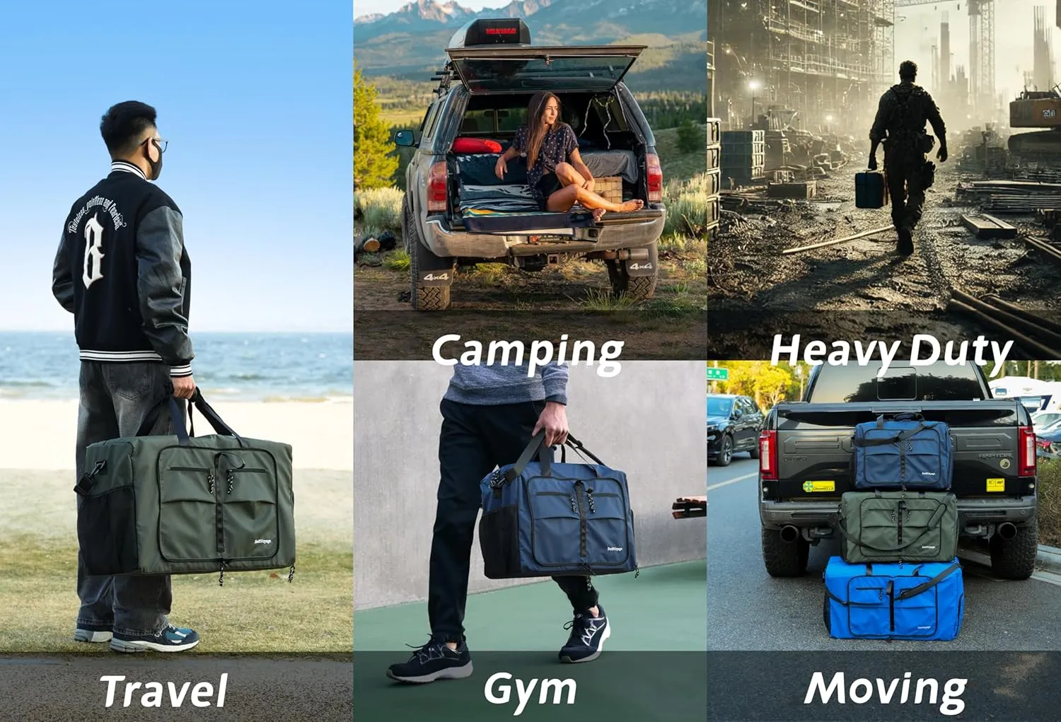 Duffle Bag Foldie Travel Bag Expandable Duffle Bag for Travel Duffle Bag for Men Travel Duffel Bags Mens Travel Bag Canvas Foldable Heavy Duty Large Sports Camping Big Duffle Bags Bulk 80L Green