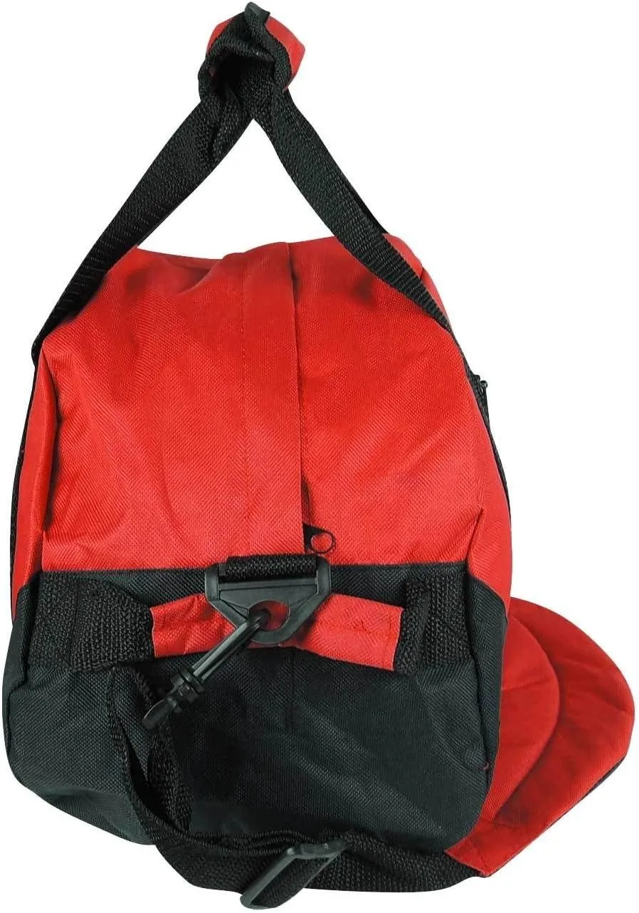 Duffle Bag, Gym Bag, Heavy Duty Travel Bag Two Tone Sports Bag (Red - small (14" x 8.5" x 8.5"))