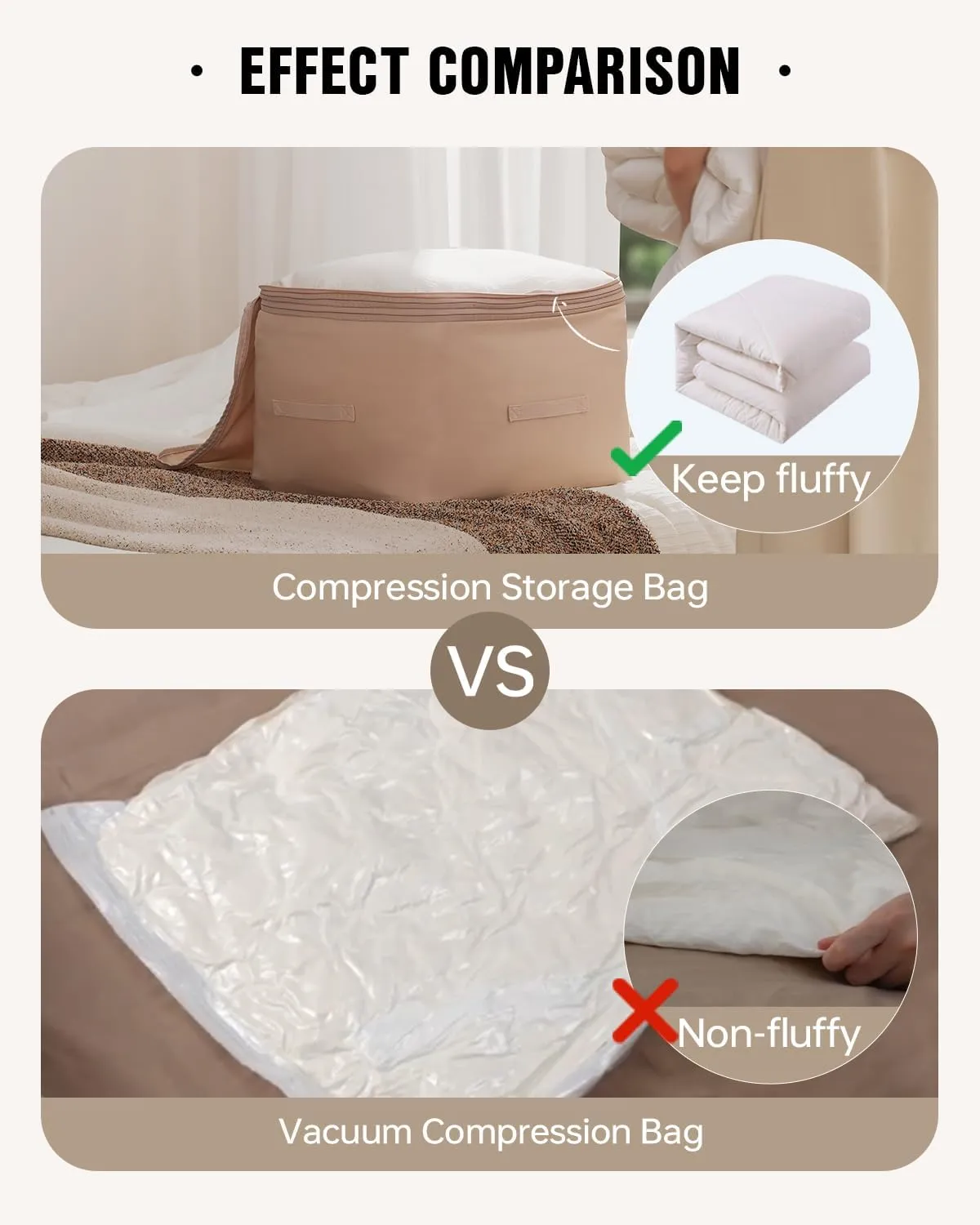 Eachy 3-Pack Comforter Storage Bag Blanket Storage Bags, Compression Storage Bags for Blanket Comforter, Ultra Space Saving Self Compression Organizer
