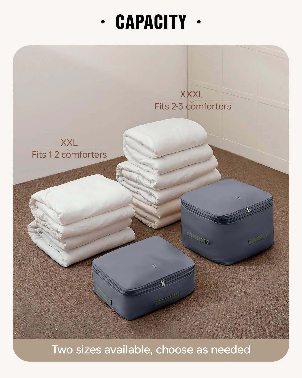 Eachy 3-Pack Comforter Storage Bag Blanket Storage Bags, Compression Storage Bags for Blanket Comforter, Ultra Space Saving Self Compression Organizer