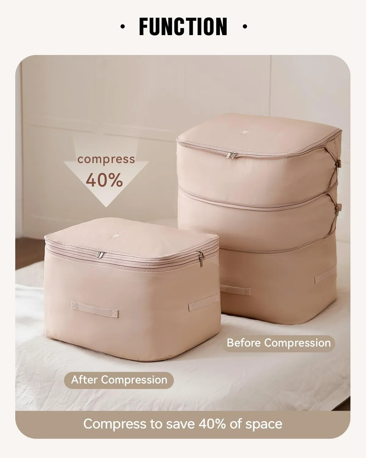 Eachy 3-Pack Comforter Storage Bag Blanket Storage Bags, Compression Storage Bags for Blanket Comforter, Ultra Space Saving Self Compression Organizer