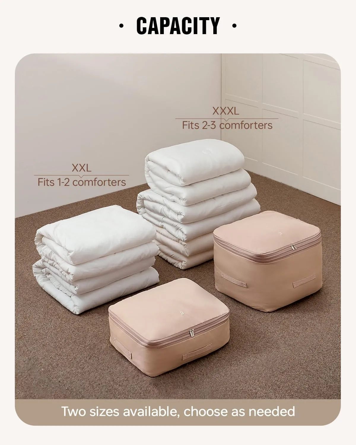 Eachy 3-Pack Comforter Storage Bag Blanket Storage Bags, Compression Storage Bags for Blanket Comforter, Ultra Space Saving Self Compression Organizer