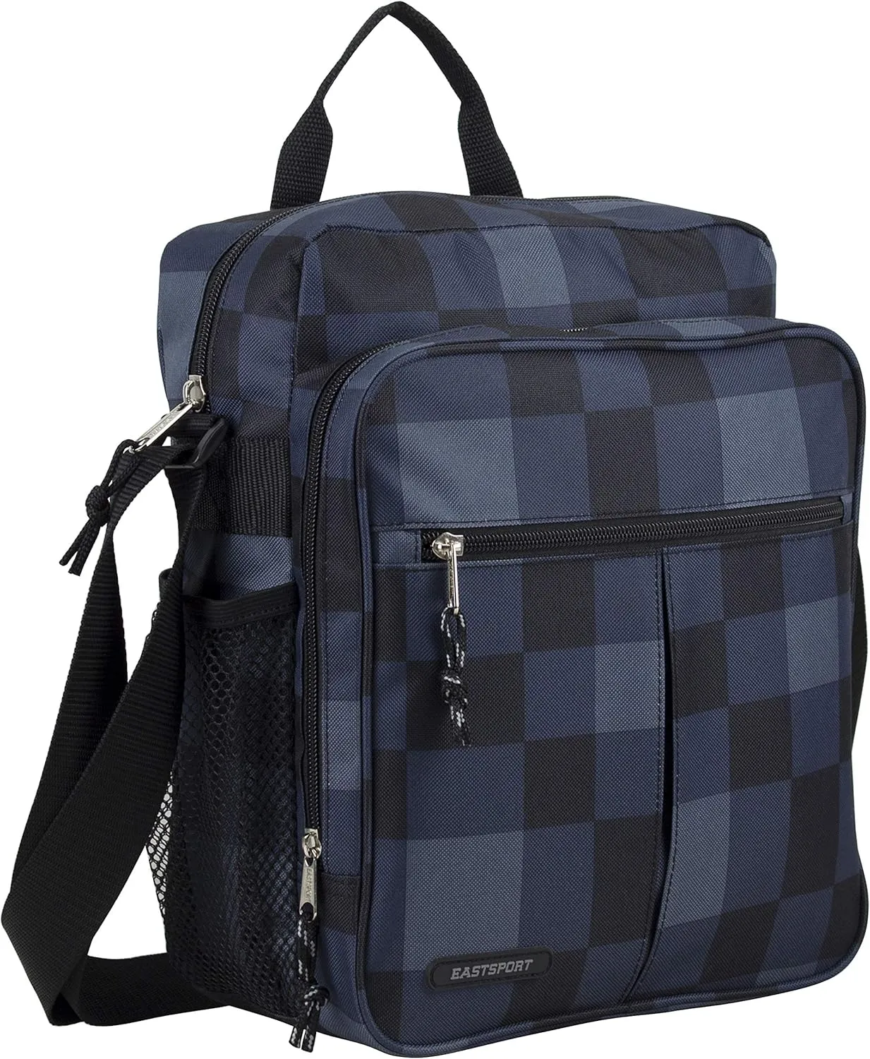 Eastsport Crossbody Work Bag Travel Messenger Purse Shoulder Handbag For Women, Blue Plaid/Black