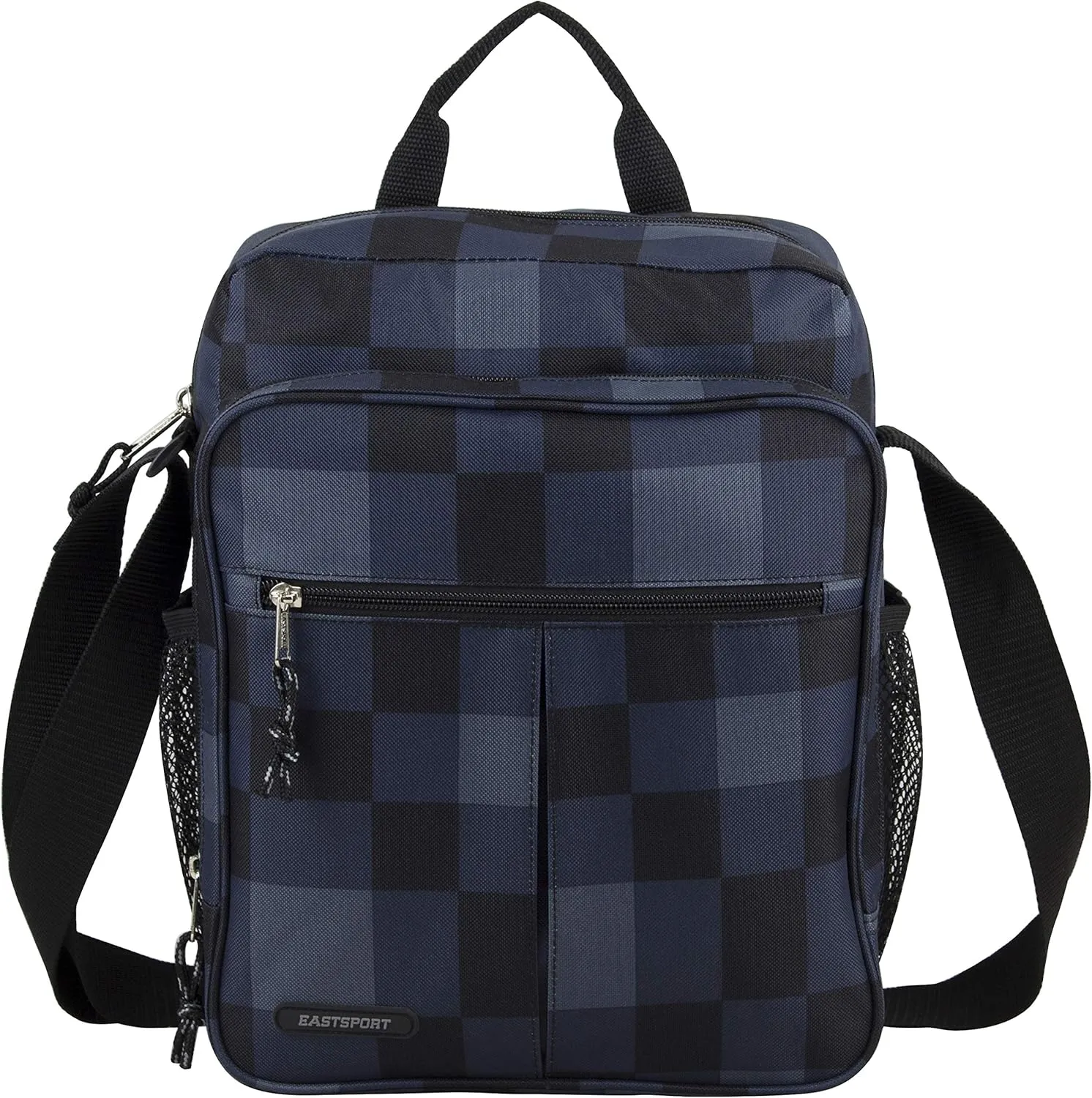 Eastsport Crossbody Work Bag Travel Messenger Purse Shoulder Handbag For Women, Blue Plaid/Black