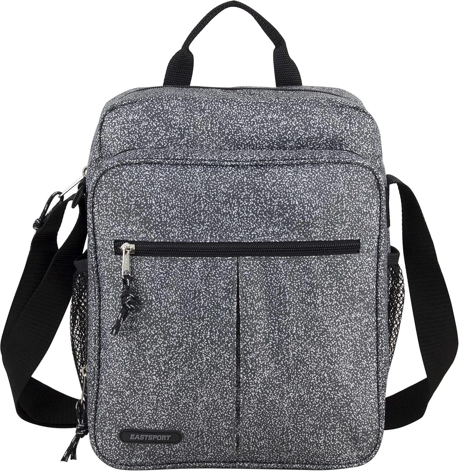 Eastsport Crossbody Work Bag Travel Messenger Purse Shoulder Handbag For Women, Gray Static Dot/Black