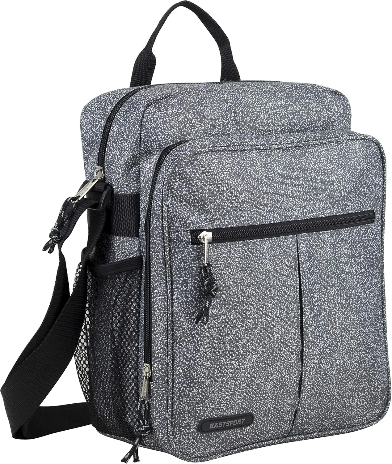 Eastsport Crossbody Work Bag Travel Messenger Purse Shoulder Handbag For Women, Gray Static Dot/Black
