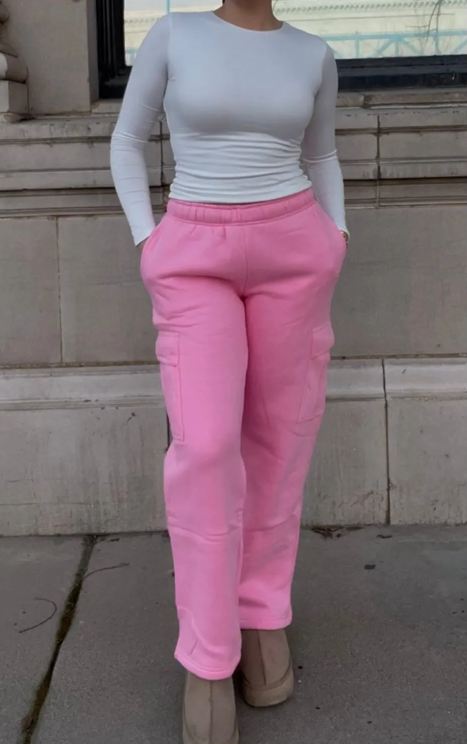 Easy Comfort Cargo Sweats - Pink
