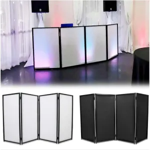 ECOTRIC Portable DJ Facade Foldable Cover Screen White/Black Facade Cross Frame Booth Steel Travel Bag Case Projector Display Scrim Panel with Foldable