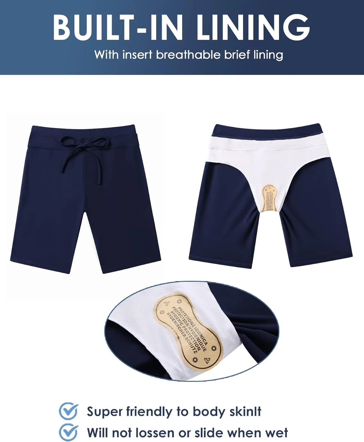 Ekouaer Women's Board Shorts High Waist Swim Shorts Beach Surf Swimwear Shorts S-4XL