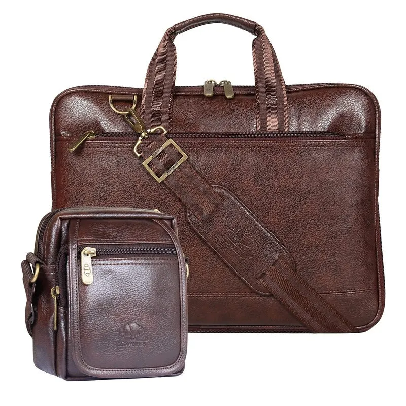 Elegant Vegan Leather Messenger Bag - Stylish Crossbody Design | Multiple Compartments | 2L | Dark Brown
