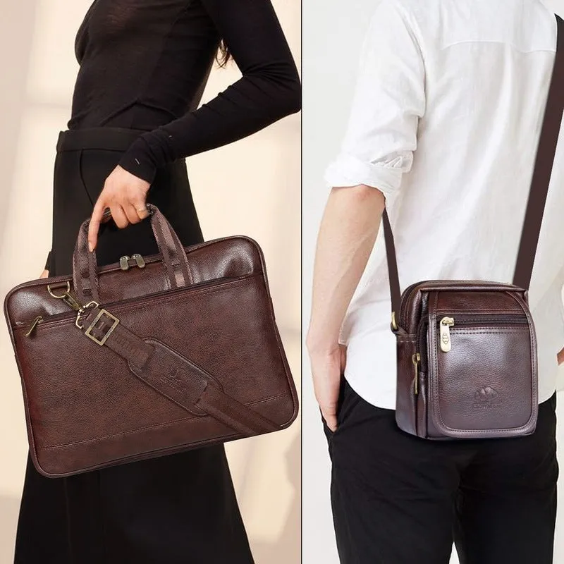 Elegant Vegan Leather Messenger Bag - Stylish Crossbody Design | Multiple Compartments | 2L | Dark Brown