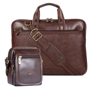 Elegant Vegan Leather Messenger Bag - Stylish Crossbody Design | Multiple Compartments | 2L | Dark Brown
