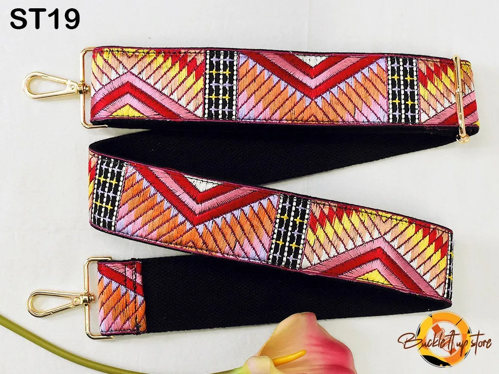 Embroidered Purse Strap Crossbody Strap for Purses Boho Bags Strap Embroidery Replacement Strap Boho Guitar Strap Handbag Strap gift for her