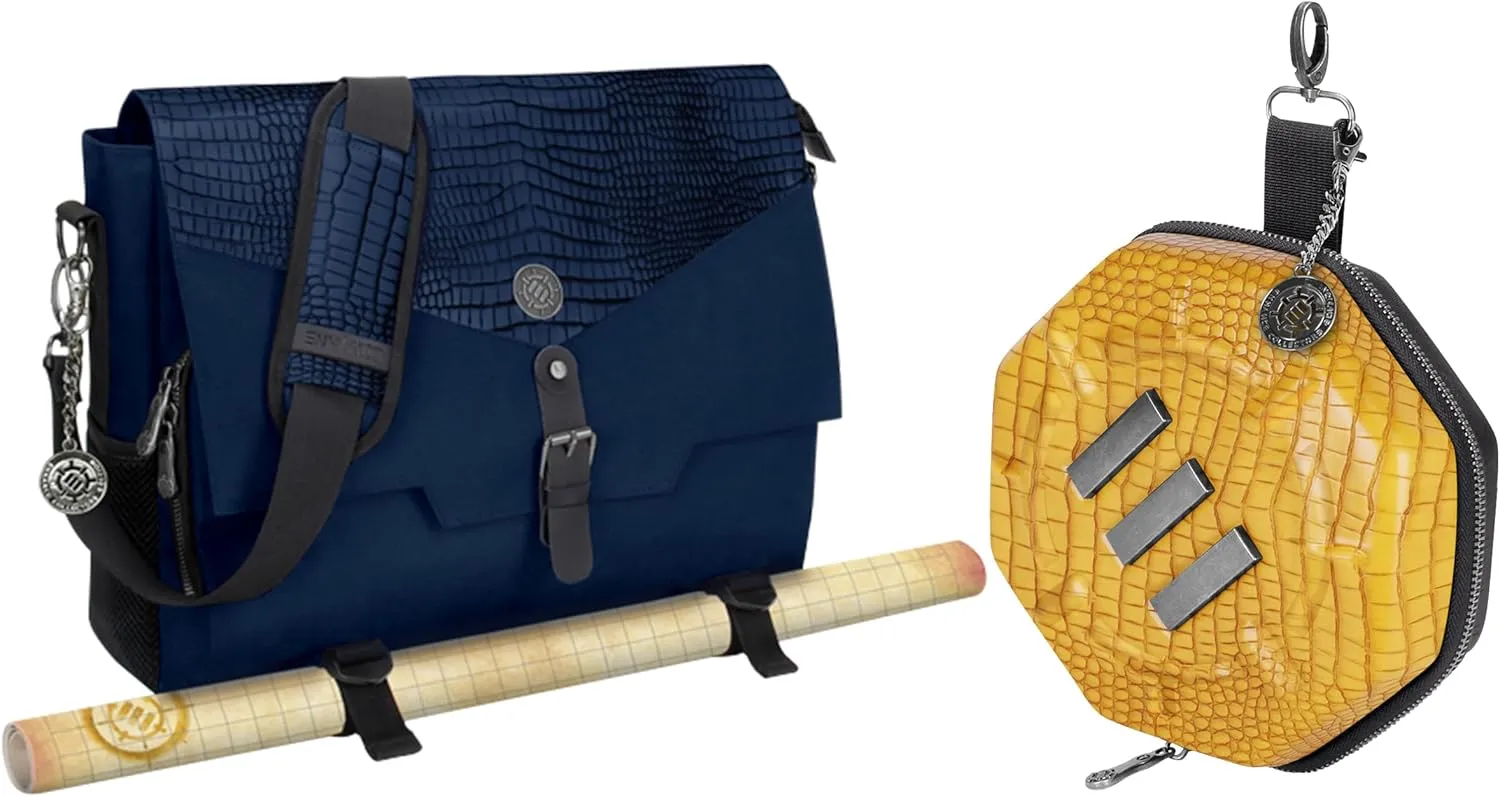 ENHANCE Tabletop Collector's Edition RPG Player's Essentials DnD Bag (Dragon Blue)   Collector's Edition Dice Tray and Dice Case (Dragon Gold) - Bundle