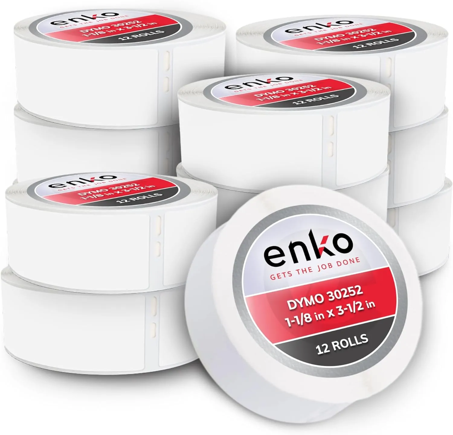 enKo Compatible for Dymo 30252 Labels (1-1/8" x 3-1/2") - Label for Dymo Labelwriter 450 Turbo Printer and 4XL - Blank White Direct Thermal Address, Shipping & Barcode Labels (12 Rolls | 4,200 Labels)