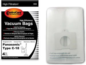 EnviroCare Replacement High-Efficiency Vacuum Cleaner Dust Bags Designed to Fit Panasonic Type C-18 Canisters 4 bags