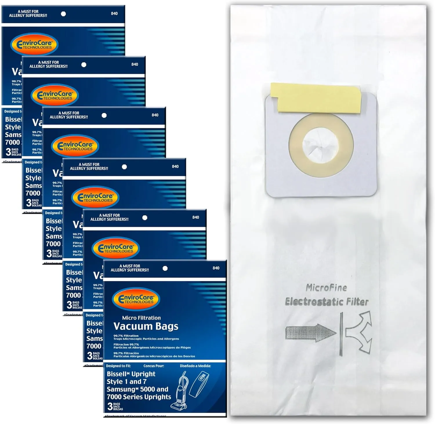 EnviroCare Replacement Micro Filtration Vacuum Cleaner Dust Bags Designed to Fit Bissell Style 1 and 7 Uprights 18 Pack