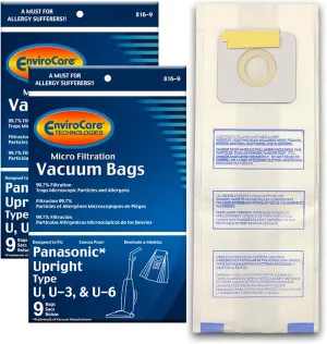 EnviroCare Replacement Micro Filtration Vacuum Cleaner Dust Bags Designed to fit Panasonic Types U, U-3, U-6-18 bags