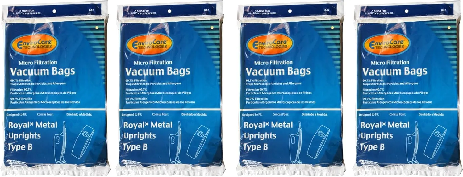 EnviroCare Replacement Micro Filtration Vacuum Cleaner Dust Bags Designed to Fit Royal Upright Type B Uprights 12 pack