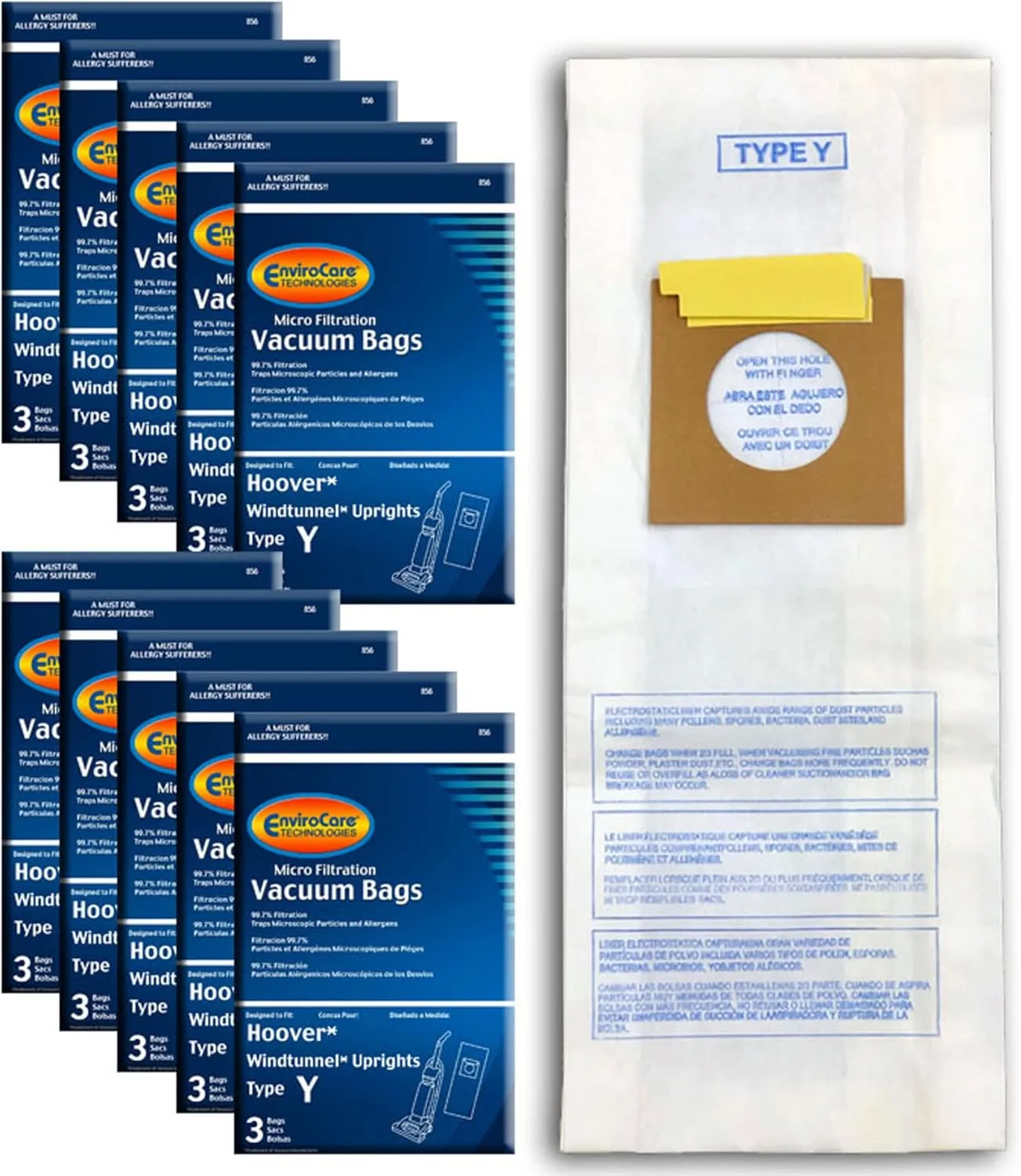 EnviroCare Replacement Micro Filtration Vacuum Cleaner Dust Bags made to fit Hoover Windtunnel Upright Type Y 30 Pack