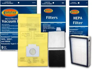 EnviroCare Replacement Micro Filtration Vacuum Cleaner Dust bags made to fit Kenmore Type C Canisters. 18 bags with 2 CF-1 Filters and 1 EF-2 Filter