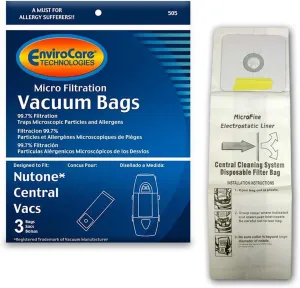 EnviroCare Replacement Micro Filtration Vacuum Cleaner Dust Bags made to fit Nutone Central Vacuums 3 Pack