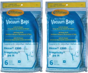 EnviroCare Replacement Micro Filtration Vacuum Cleaner Dust Bags made to fit Riccar 1500 and Simplicty Type H 12 Bags