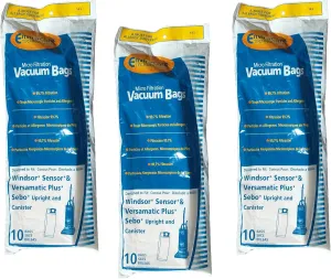 EnviroCare Replacement Vacuum Bags Designed to Fit Windsor Sensor, Versamatic Plus, Sebo Uprights 30 Pack