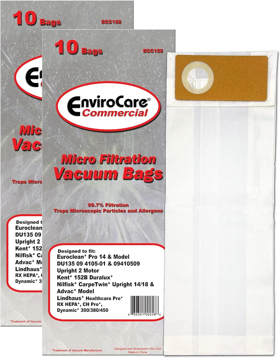EnviroCare Replacement Vacuum Cleaner Bags Designed to Fit: Euroclean Pro, Kent, Nilfisk, Advac, Lindhaus, Upright Vacuum Cleaners 20 Bags