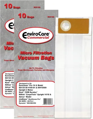 EnviroCare Replacement Vacuum Cleaner Bags Designed to Fit: Euroclean Pro, Kent, Nilfisk, Advac, Lindhaus, Upright Vacuum Cleaners 20 Bags