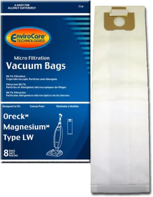 EnviroCare Replacement Vacuum Cleaner Dust Bags made to fit Oreck Magnesium Type LW Uprights 8 Pack