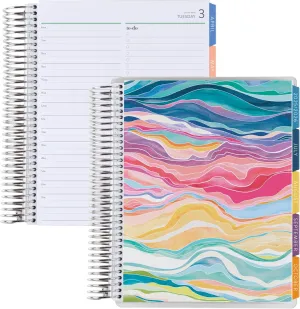 Erin Condren 12-Month Spiral Daily Life Planner Duo (Jul 2025 - Jun 2026), 7x9 Daily and Monthly Planner, Two 6-Month Books, Layers Colorful and Hexagon Covers, Hexagon Theme, Platinum Coil