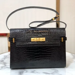 ESMEE - MANHATTAN SHOULDER BAG IN BOX BLACK CROC