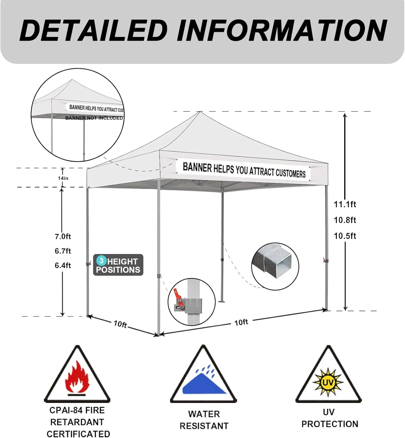 Eurmax USA Standard 10x10ft Patio Pop Up Canopy Tent for Outdoor Events Commercial Instant Canopies with Heavy Duty Roller Bag,Bonus 4 Canopy Sand Bags(Khaki)