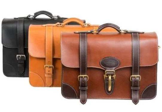 EXECUTIVE LEATHER BRIEFCASE & MESSENGER BAG in ONE - Amish Handmade in U.S.A.