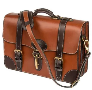 EXECUTIVE LEATHER BRIEFCASE & MESSENGER BAG in ONE - Amish Handmade in U.S.A.