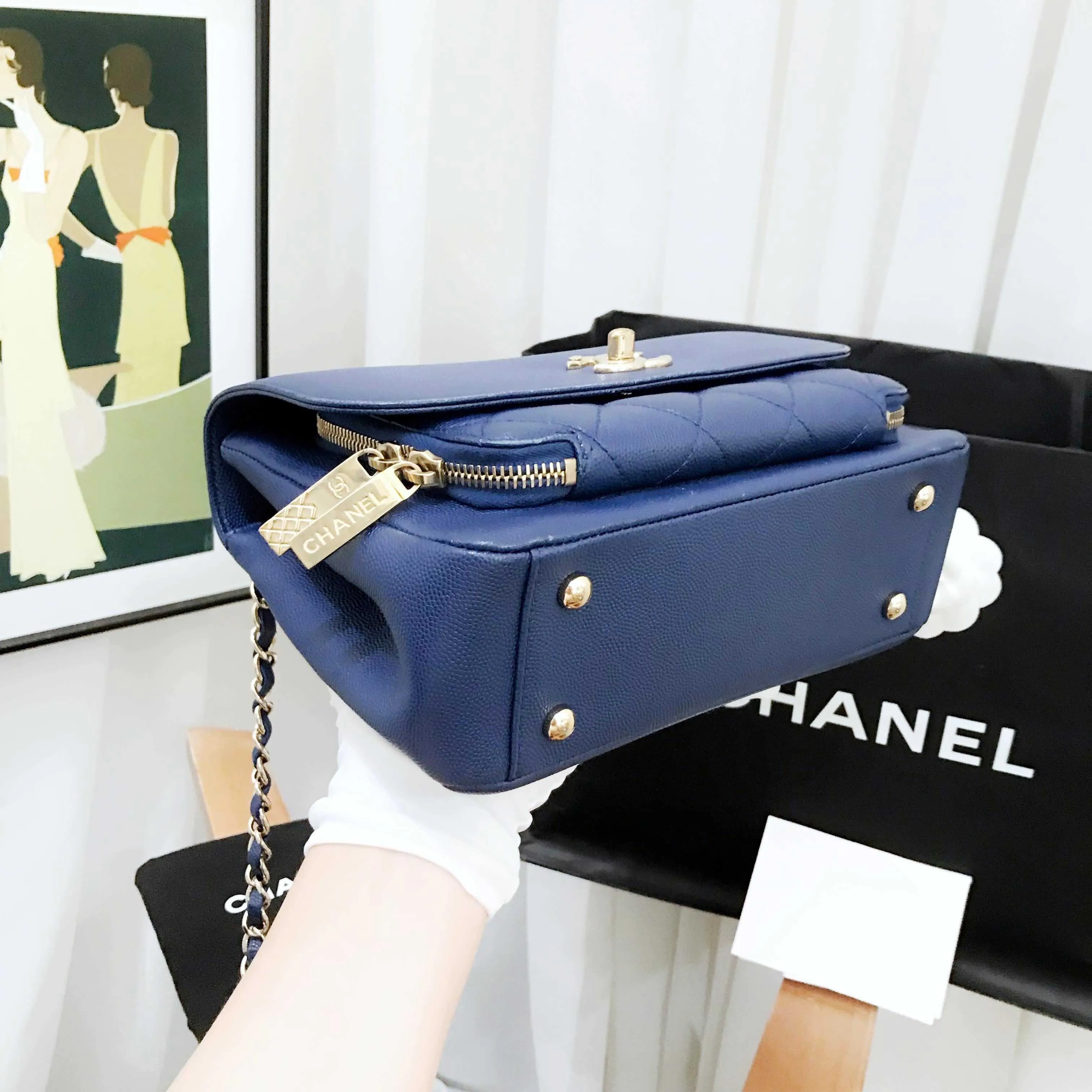 Expiring soon Chanel Bag Messenger Medium 2017 Blue Outstanding value