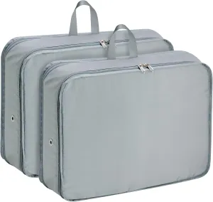 Extra Large Compression Packing Cubes for Travel Essentials, 2 Pack Expandable Travel Cubes for Packing Bags Suitcase Organizer, Grey