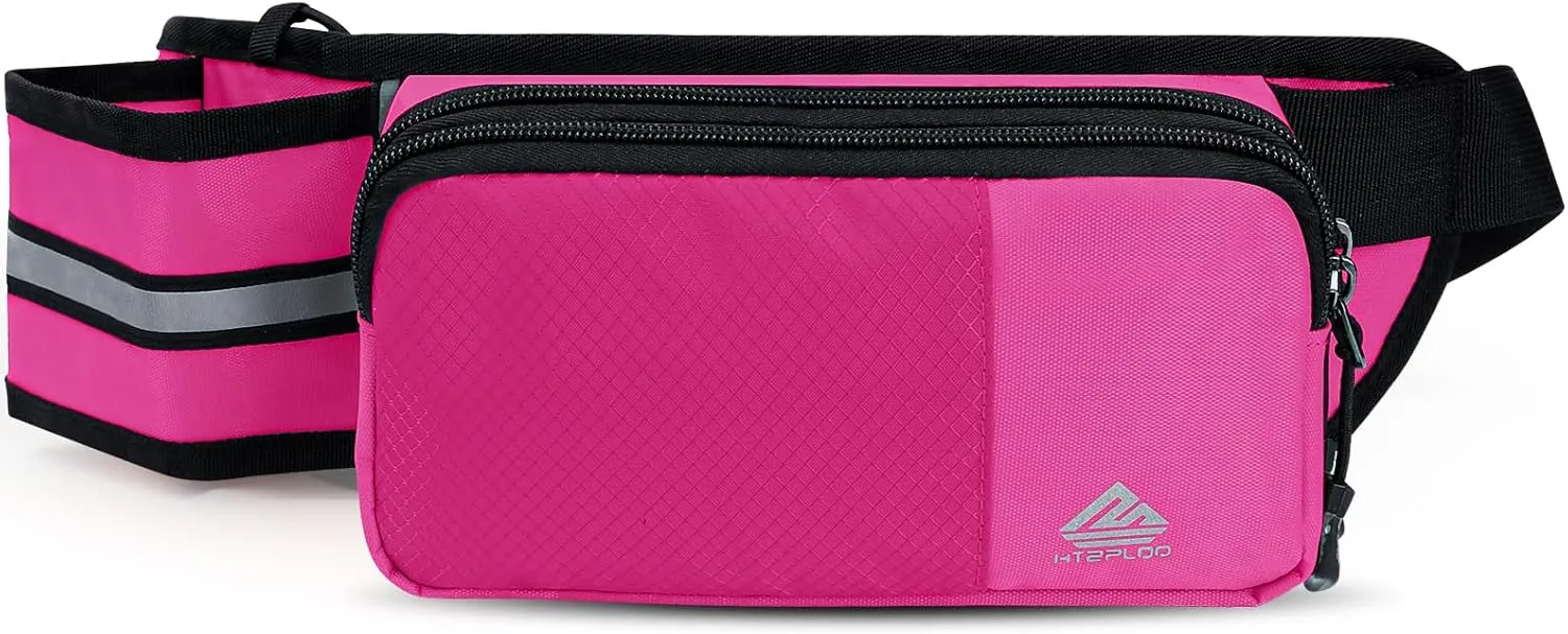 Fanny Pack for Women Men with Water Bottle Holder,Waist Bag for Hiking,Travel,Running,Dog Walking,Workout,Cycling (Pink)