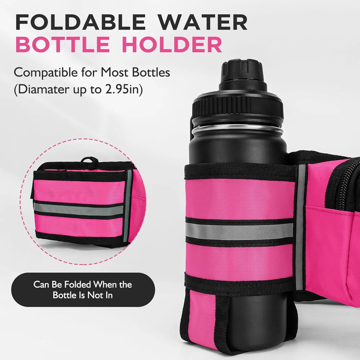 Fanny Pack for Women Men with Water Bottle Holder,Waist Bag for Hiking,Travel,Running,Dog Walking,Workout,Cycling (Pink)