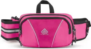 Fanny Pack Waist Bag with Water Bottle Holder for Hiking, Dog Walking, Travel, Cycling (Pink)