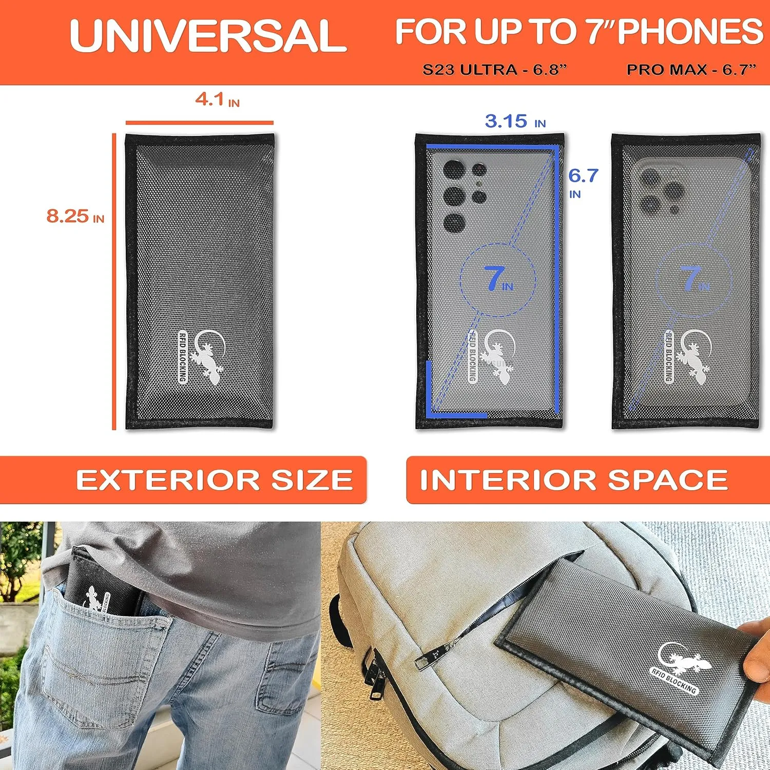 Faraday Bags for Phones - RFID Blocking Sleeves Privacy & GPS Blocker - All Signal Blocking Faraday Pouch Key Fob, Credit Card & Personal Data Go Silent in our Dark Pocket Security - GRAY Faraday Bag
