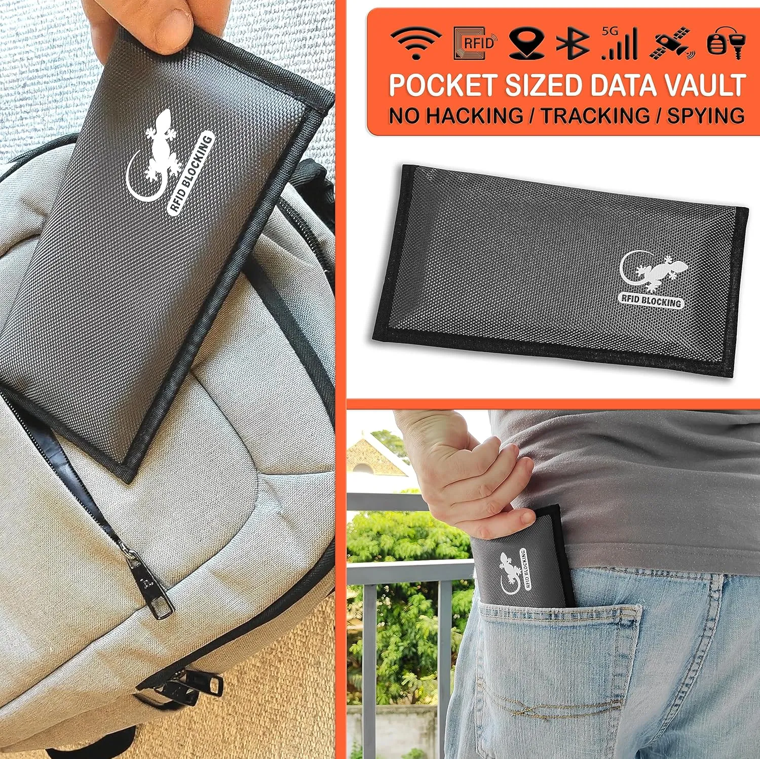 Faraday Bags for Phones - RFID Blocking Sleeves Privacy & GPS Blocker - All Signal Blocking Faraday Pouch Key Fob, Credit Card & Personal Data Go Silent in our Dark Pocket Security - GRAY Faraday Bag