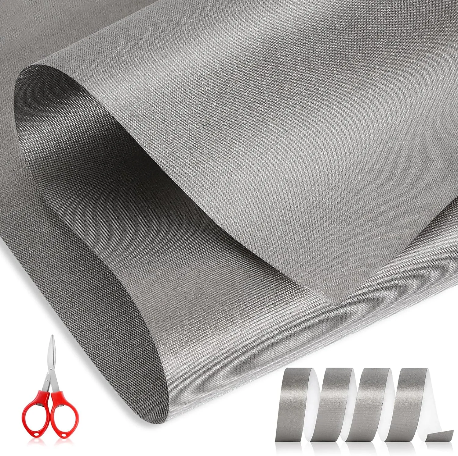 Faraday Fabric 43" x 118" with 156" L Tape & Scissors - Military Grade Faraday Cloth for Signal Blocks RFID, EMP, EMF, 5G, WiFi, Bluetooth, GPS - DIY Faraday Bags, Cages