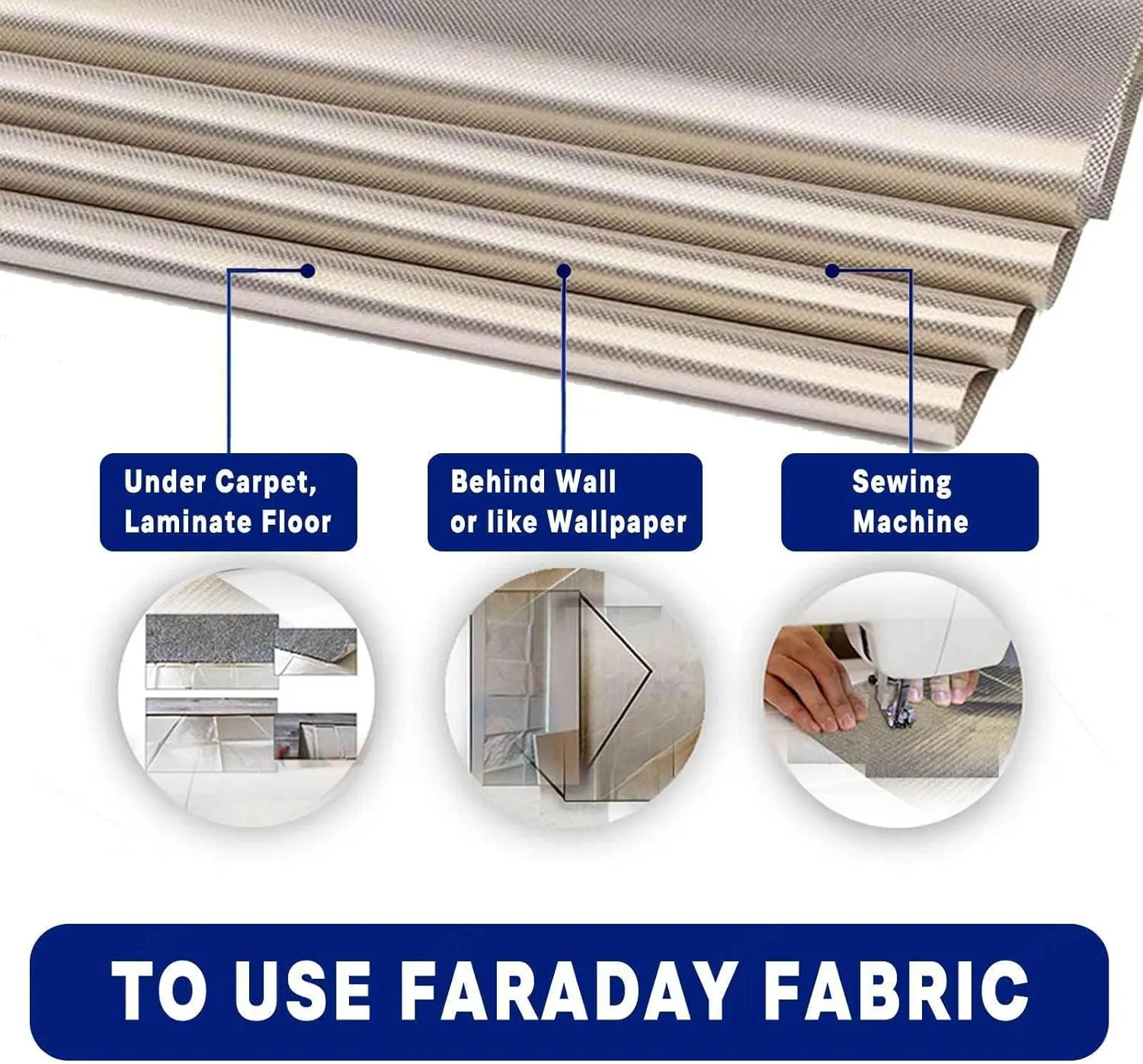 Faraday Fabric Nickel Copper Fabric Faraday Bags EMP Proof Faraday Cage Shielding RF/LF/EMF Electromagnetic Fields Anti Radiation Fabric,silver-3x1.1m