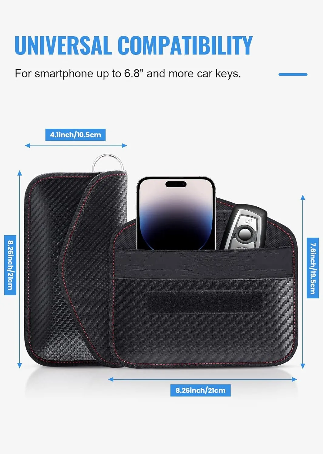 Faraday Pouch for Car Keys, Faraday Bag, Car RFID Signal Blocking Holder, Key Fob Protector, Key fob cage Block Signal Anti-Theft Fob Case (2 Pack)