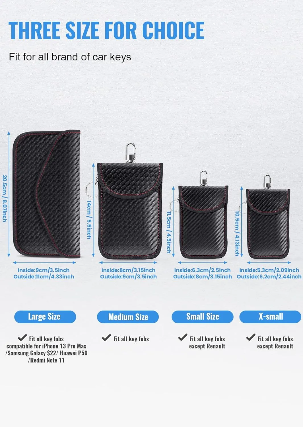 Faraday Pouch for Car Keys, Faraday Bag, Car RFID Signal Blocking Holder, Key Fob Protector, Key fob cage Block Signal Anti-Theft Fob Case (2 Pack)